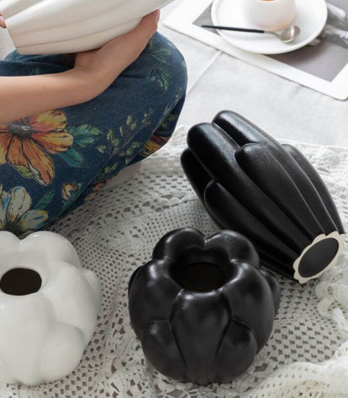 Midnight Tulip Ceramic Vase