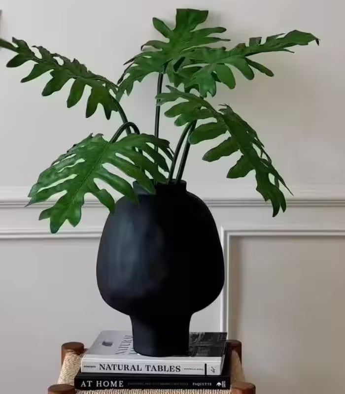 Aurelia Handcrafted Ceramic Vase – Modern Black Spherical Pedestal Design