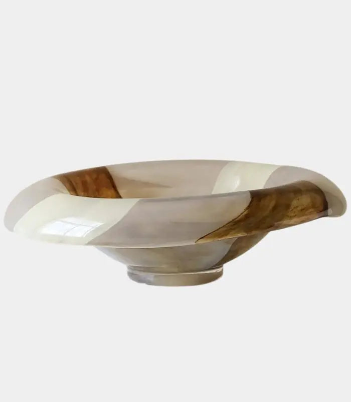 Decorative Bowl - Amber Swirl Handcrafted Glass 27.7 cm