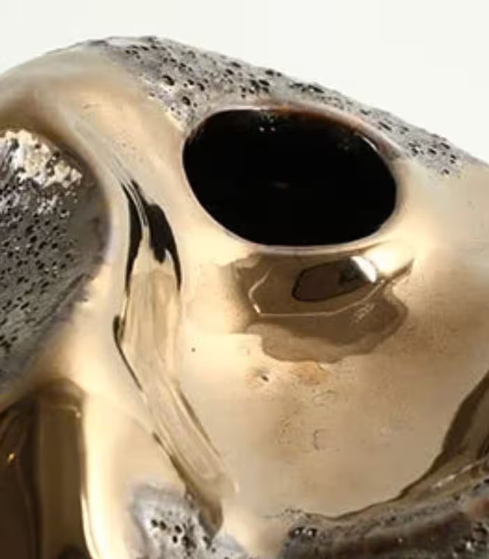Delvara Sculptural Porcelain Vase – Artisan Gold and Textured Finish