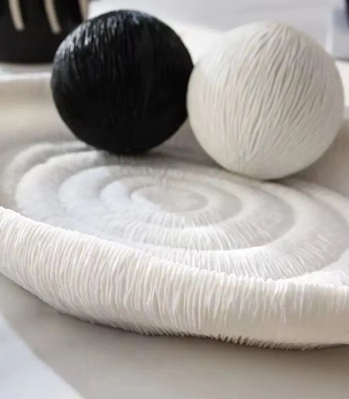 Modern Coral Texture Tray Decor Resin 36 cm White