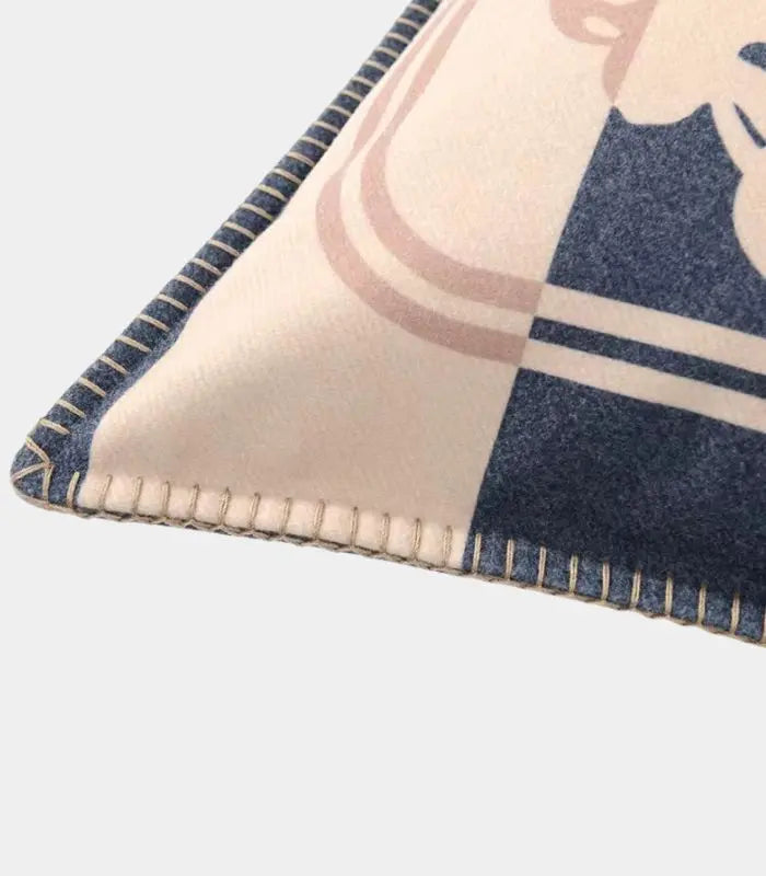 Abstract Art Cushion Cover – Navy Blue & Blush Pink Modern Design