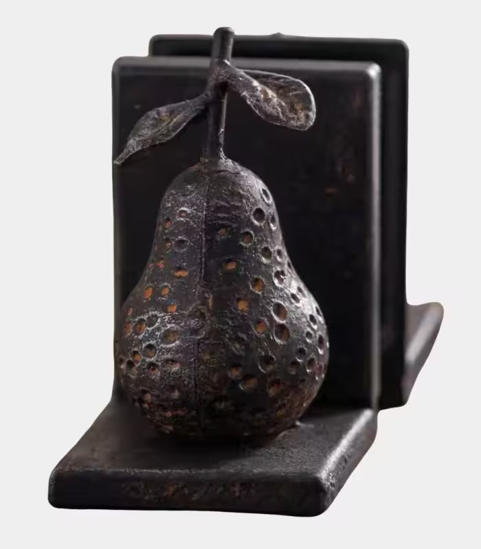 Set 2 Pcs Orchard Iron Bookends – Decorative Fruit Sculptural Book Supports