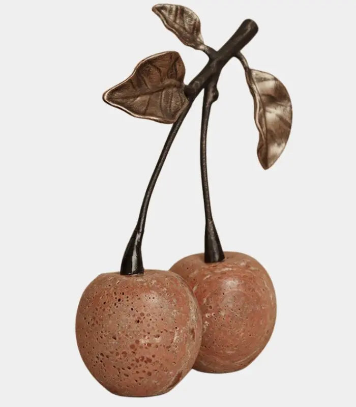 Cerise Natural Travertine Art Sculpture Decorative Object 21 cm