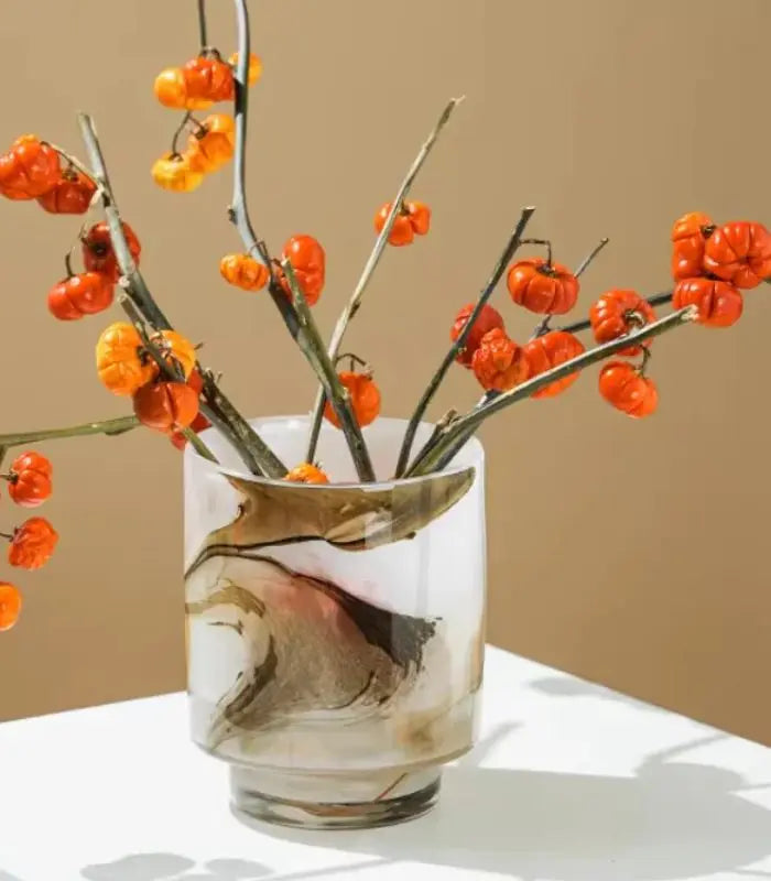 Petra Swirl Glass Vase – Handcrafted Design Marble Glass