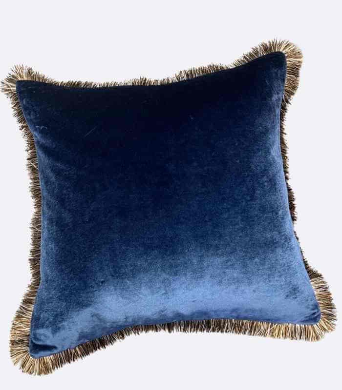 Cushion Cover Mythos Woven Blue Print Fringed 45x45 cm