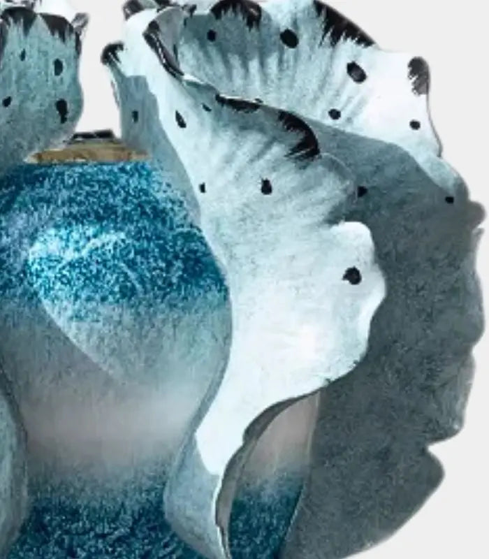 Cerulean Ceramic Vase – Sculptural Petal Design in Hand-Painted Gradient