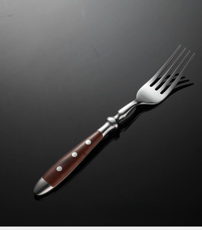 24-Piece Cutlery Set Winchester Crest Resin and 18/10 Stainless Steel, Service for 6, Brown with Steak Knives