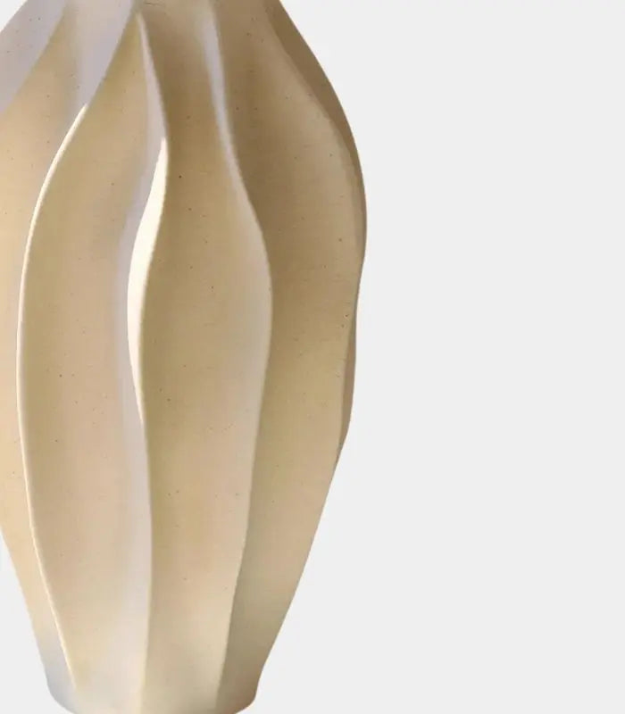 Alessandra Ivory Matte Ceramic Vase – Sculptural Faceted Design