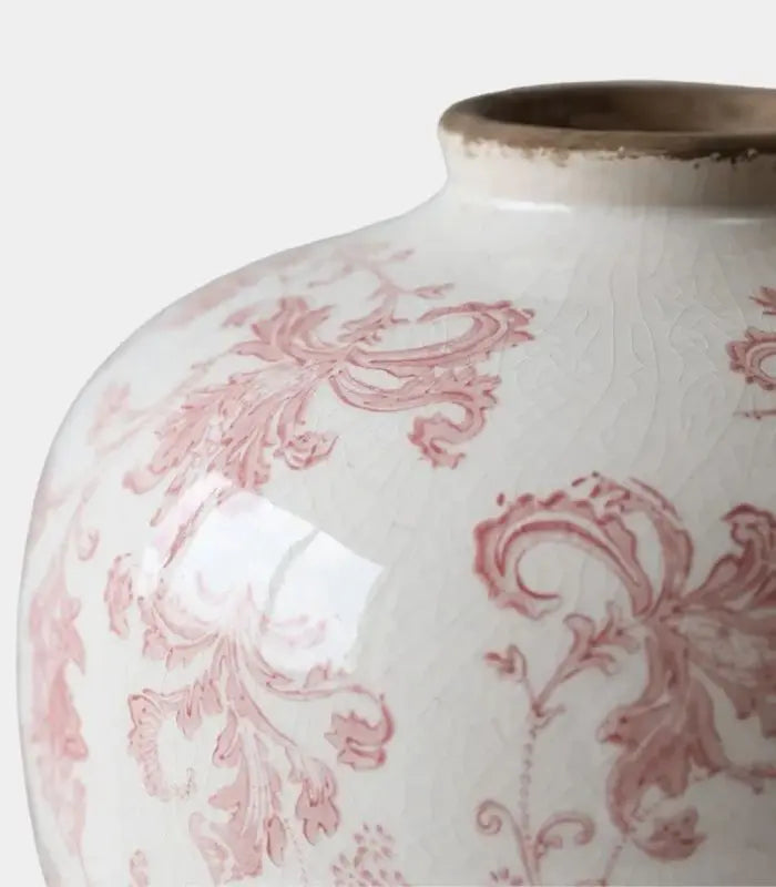 Vintage Porcelain Vase – Rose Toile with Crackled Glaze