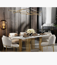 Post-Modern Minimalist Dining Chair White with Gold Metal Frame - Last ...