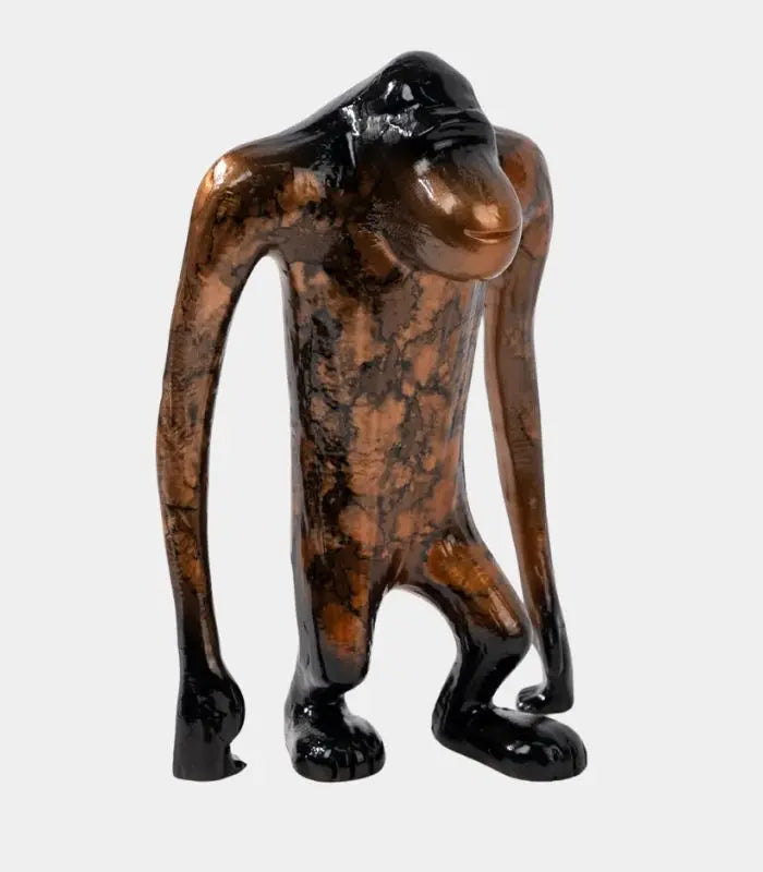 Maximilian Resin Sculpture – Abstract Ape Figure with Metallic Finish 22 cm