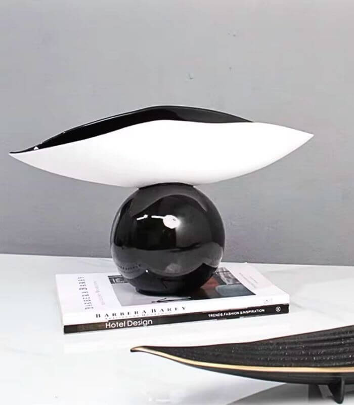 Caleen Luxury Floating Sphere Bowl Modern Decorative Centerpiece 38 cm Black & White