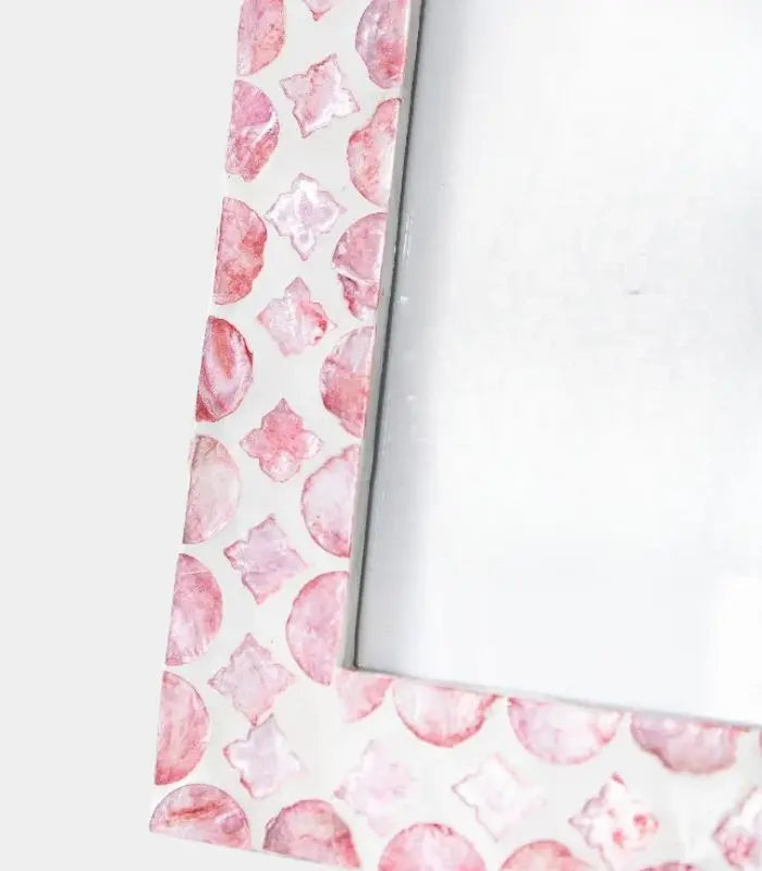 Coralie Handcrafted Shell Photo Frame – Pink Mosaic Mother-of-Pearl, 2 Sizes
