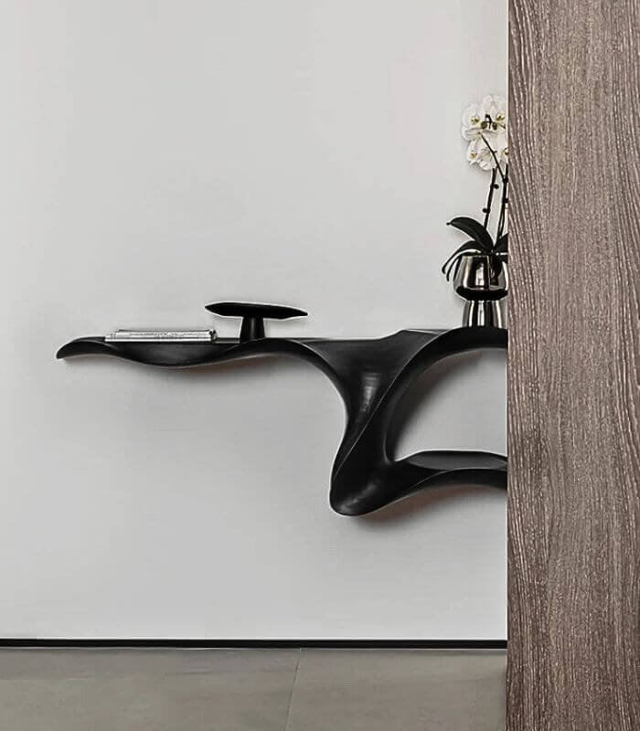 Celeste Wave Wall Mounted Console Table Artistic Wood Console for Modern Interiors