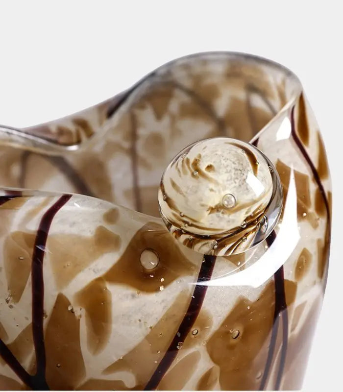 Havana Handblown Glass Vase – Brown & Ivory Swirl Decorative Vase 24.5 cm / 9.6 in