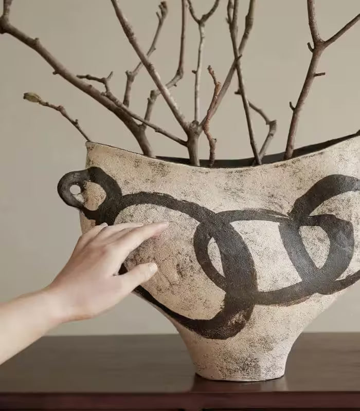 Valenciana Vintage Ceramic Vase – Handcrafted Chain Link Design