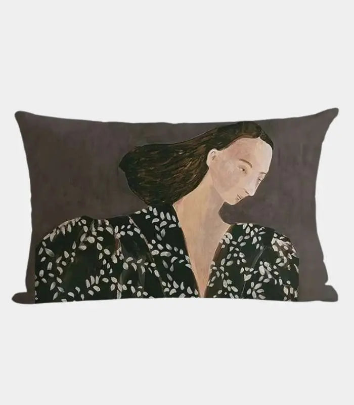 Portrait Print Cushion Cover – Contemporary Botanical Design