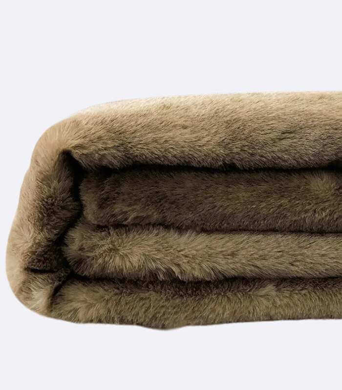 Faux Fur Blanket Soft Light Brown