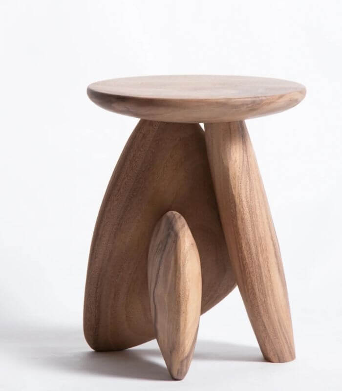 Sculpted Pebble Side Table Raintree Wood