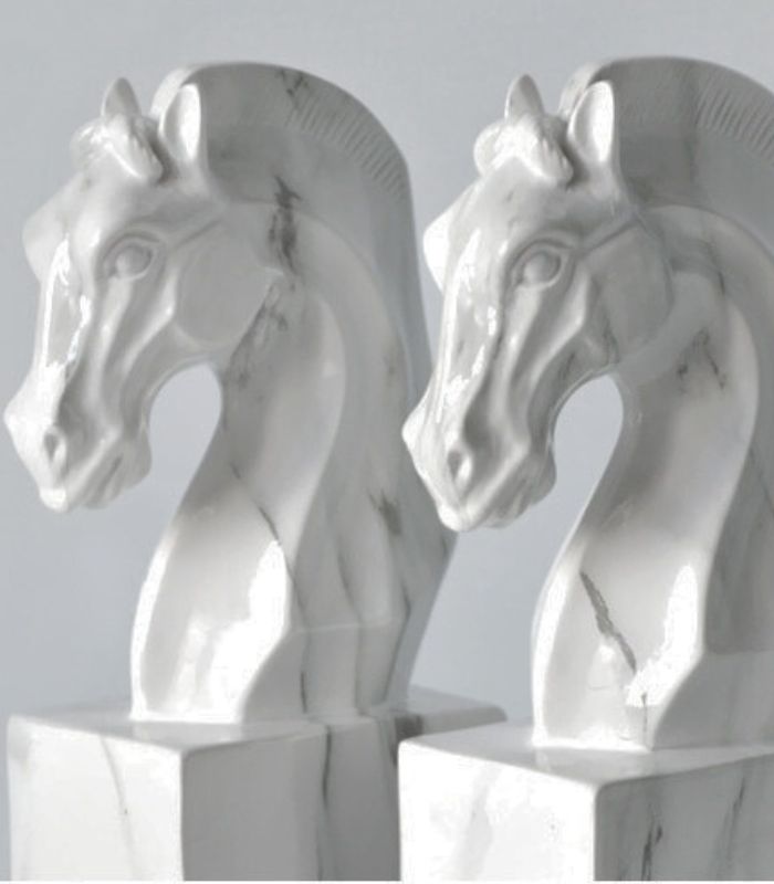 Set 2 Pcs Horse Sculpture Bookends Resin Large 24.5 cm Resin