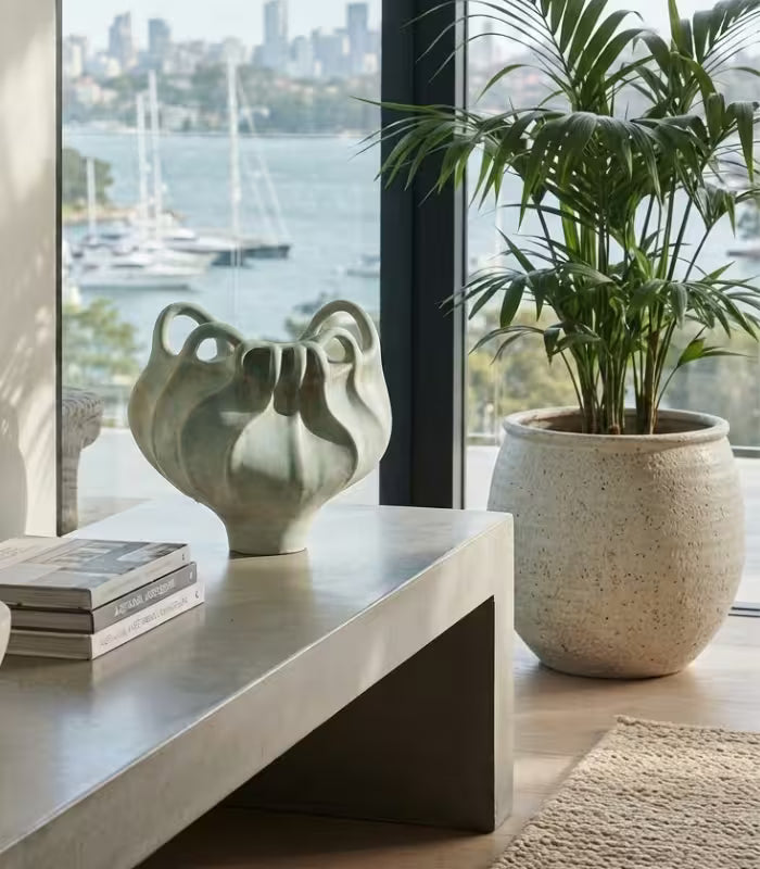 Marielle Hand-Painted Ceramic Vase | Sculptural Multi-Handle Art Vessel 33 cm / 13 in