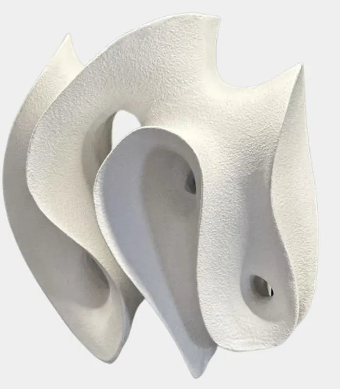 Wren Abstract Sculptural Object – Matte White Resin, Flame-Form Tabletop Sculpture 24.5 cm / 9.6 in