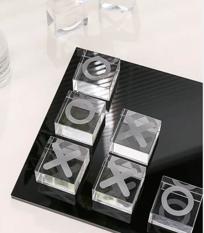 Tic Tac Toe Crystal Glass 23 cm