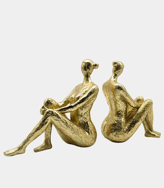 Set of 2 Golden Muse Sculptural Bookends Large 20 cm Resin