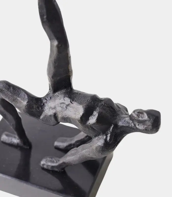 Elysiar Abstract Balance Sculpture – Black Metal Figure with Marble (Faux) Base