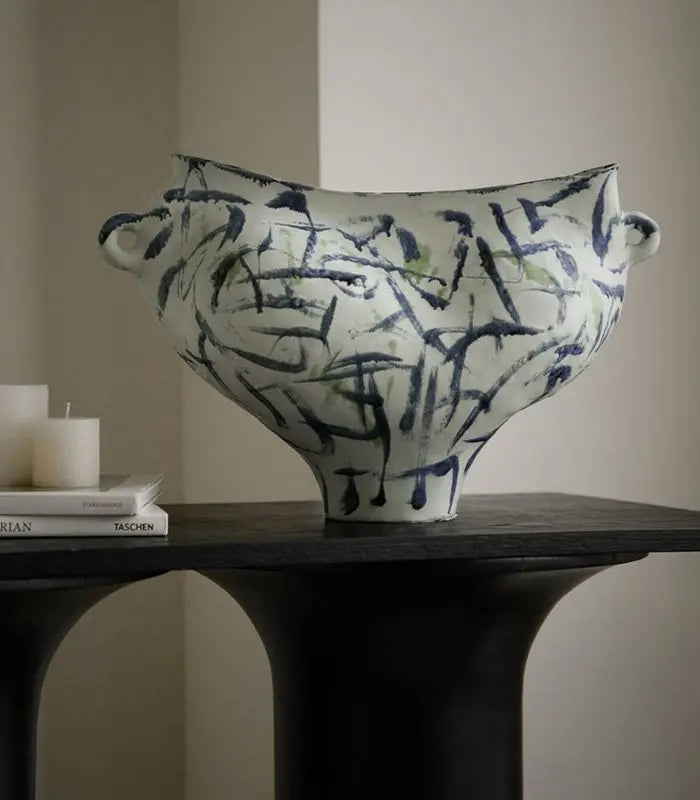 Ondine Hand-Painted Ceramic Vase | Abstract Sculptural Art Vessel
