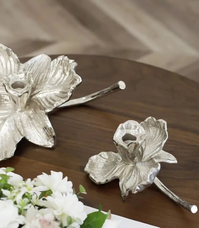 Orchid Bloom Candle Holder – Cast Aluminum Design