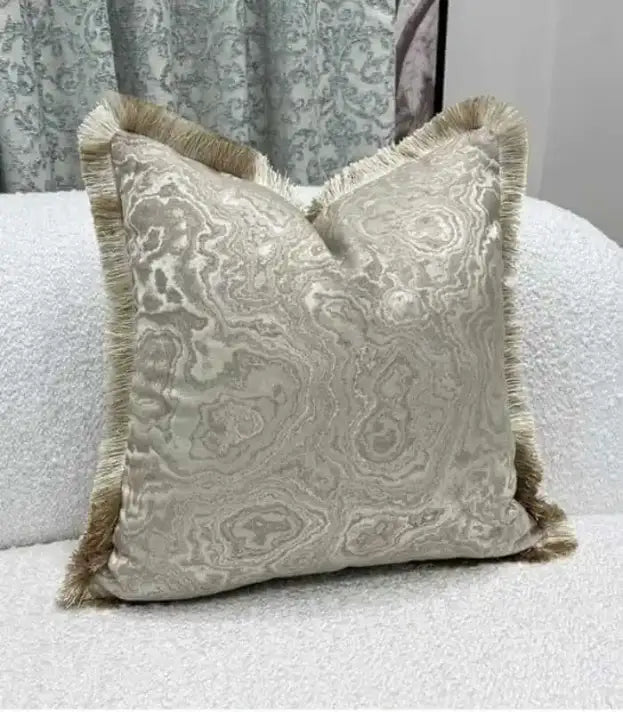 Luxe Geode Fringe Throw Pillow Cover - Woven Jacquard Cushion Cover, 45x45cm