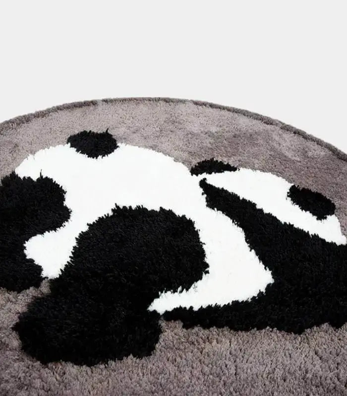 Panda Rug Round Soft Grey Hand Knotted Hand Tufted 100 x 100 cm