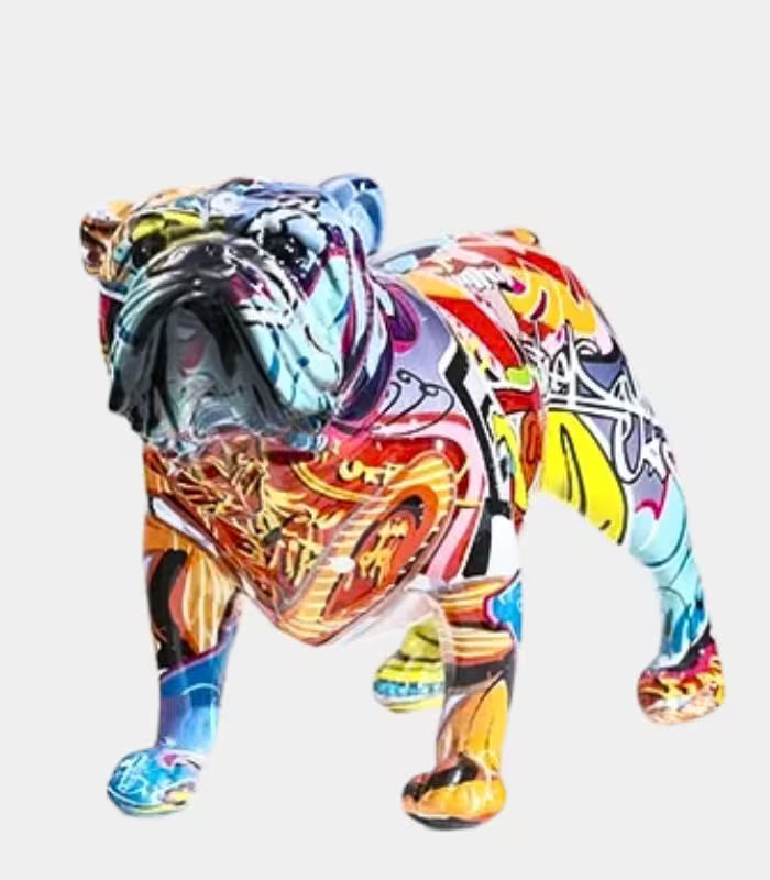 Handcrafted Bulldog Resin Sculpture – Colorful Urban Art 27 cm Decorative Figurine