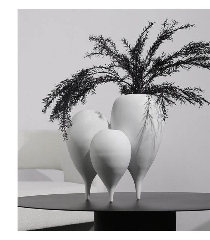 Modern Abstract Resin Vase Set - Sculptural White Wave Design 32 cm