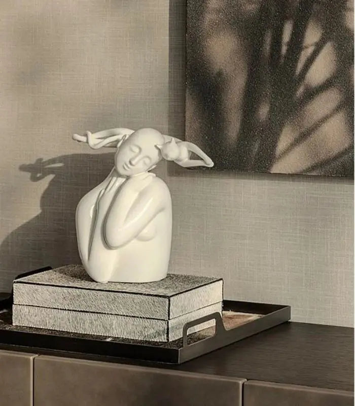 Whispering Muse Resin Sculpture - Elegant Abstract Home Decor 28 cm