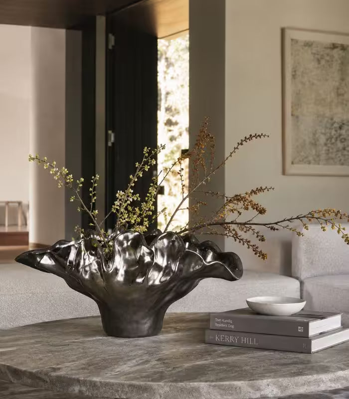 Bolide Bowl Tabletop Vase in Metallic Resin