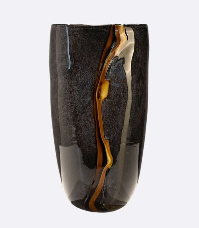 Tabletop Vase Black & Gold Kintsu Glass