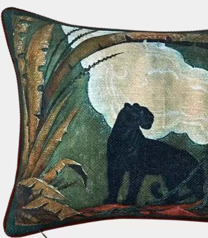Panthera Jacquard Cushion Cover – Decorative Panther Print Pillow Case for Sofa 45 cm x 35 cm