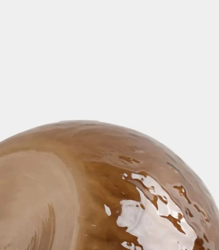 Amber Brown Glass Vase – Hammered Texture Spherical Design 22 cm