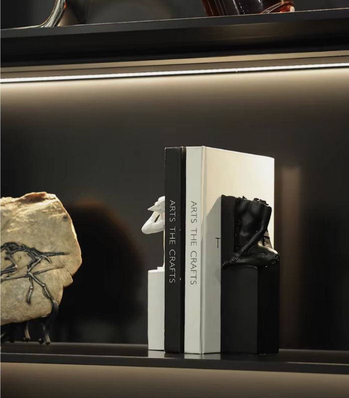 Modern Abstract Human Form Bookends - Artistic Resin Sculpture Set for Home Library