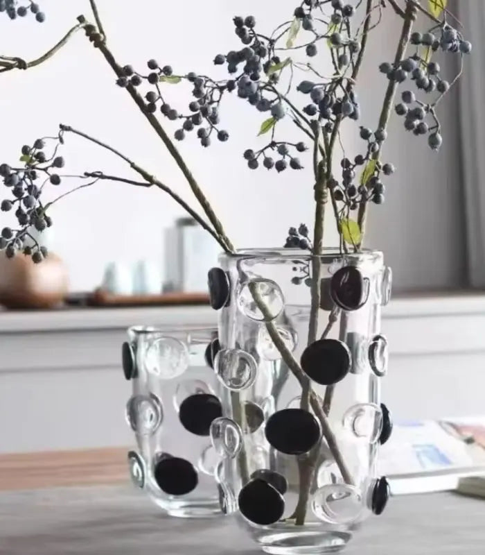 Vivienne Polka Dot Glass Vase – Contemporary Monochrome Design