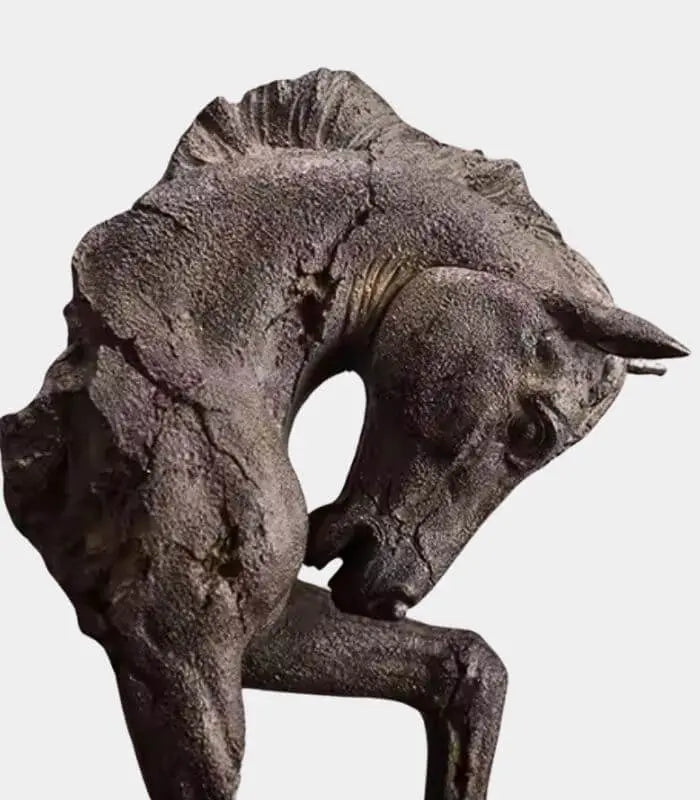 Contemplative Equine Decorative Sculpture – Artisan Resin Masterpiece Large 43 cm