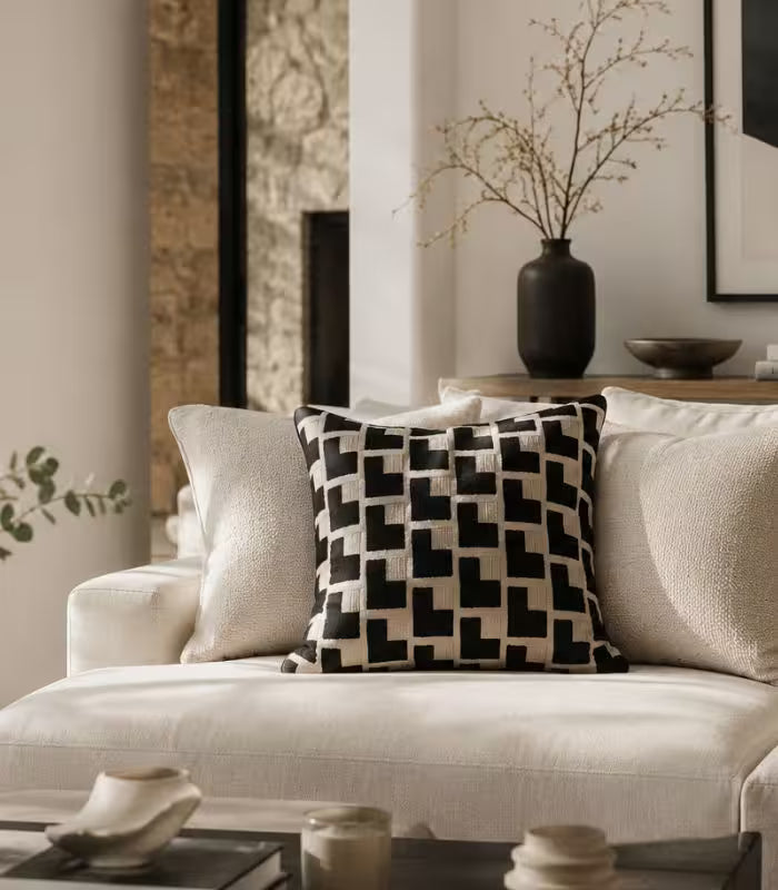 Cassia Geometric Jacquard Cushion Cover 45 cm (18 in)