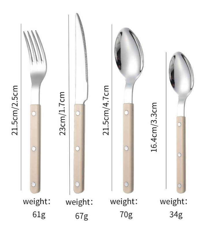 24 Pcs Ivory European-Inspired Cutlery Set 18/10 Stainless Steel Set for 6 People