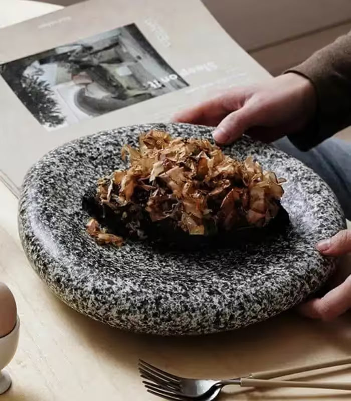 Stone-Effect Ceramic Plates – Handcrafted Speckled Design Collection