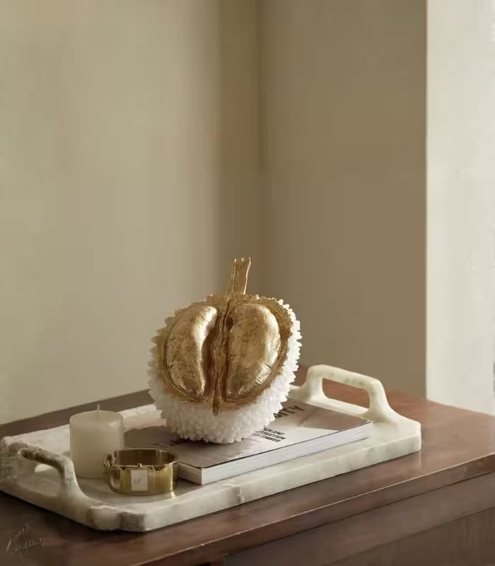 Gilded Durian Sculpture – Decorative Resin Art Piece 17.5 cm