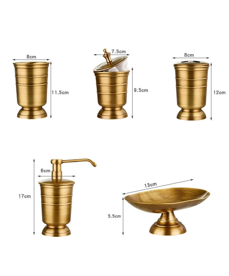 Bathroom Accessories Set Brass