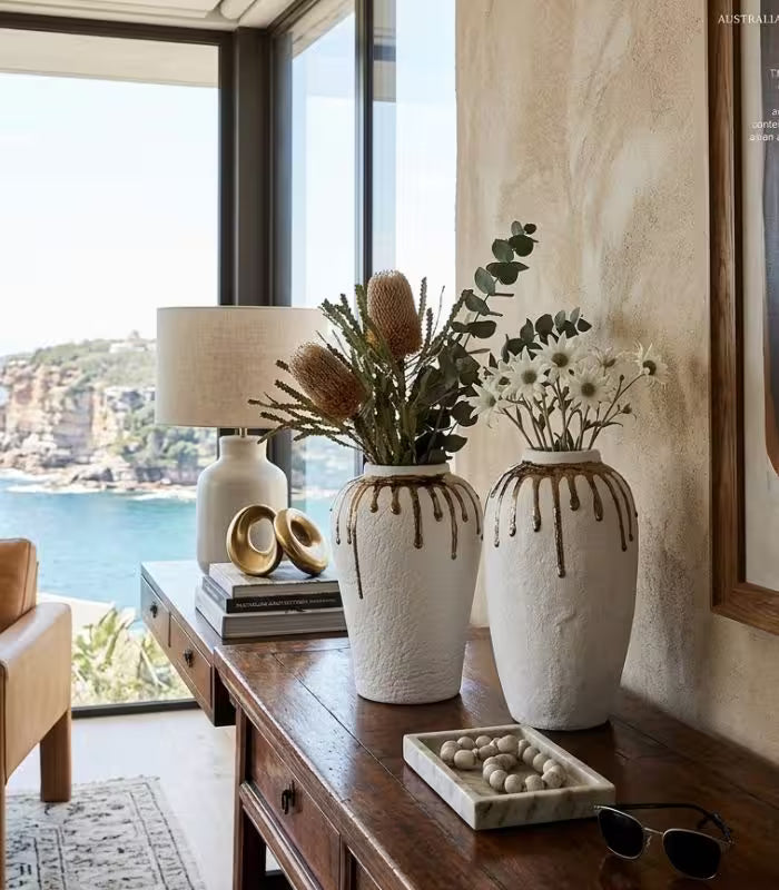Aureate Ceramic Vase – Handcrafted Golden Drip Design